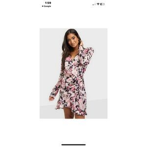 BARDOT Rose Garden Floral Print Samara Ruffle Wrap Cocktail Mini Dress Size 6